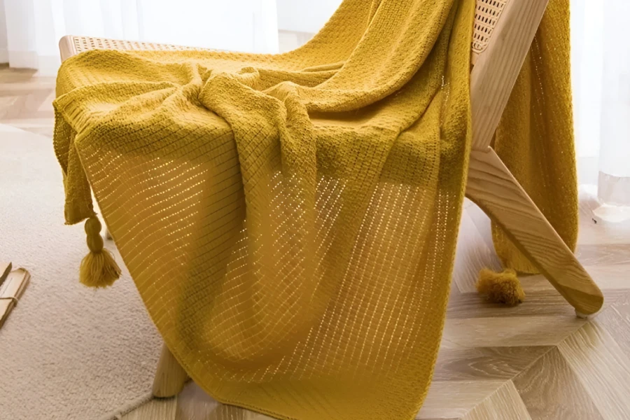Handmade Boho Knit Throw Blanket